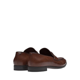 Prada 2DC192-V69 Men's Shoes Brown Calf-Skin Leather Penny Loafers (PRM1021)-AmbrogioShoes