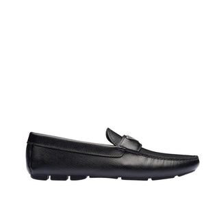 Prada 2DD164-3E0N Men's Shoes Black Saffiano Leather Moccasin Loafers (PRM1005)-AmbrogioShoes