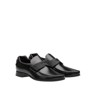 Prada 2DG094-B4L Black Calf-Skin Leather Moccasin Loafers (PRM1006)-AmbrogioShoes