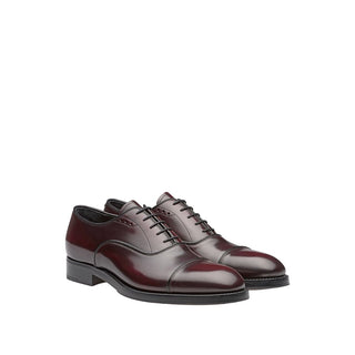 Prada 2EA130-055 Men's Shoes Burgundy Calf-Skin Leather Oxfords (PRM1007)-AmbrogioShoes
