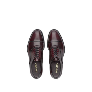 Prada 2EA130-055 Men's Shoes Burgundy Calf-Skin Leather Oxfords (PRM1007)-AmbrogioShoes