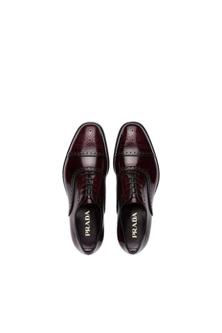 Prada 2EA135-055 Burgundy Brushed Leather Oxfords (PRM1025)