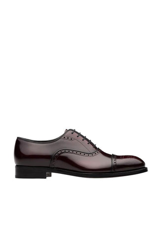 Prada 2EA135-055 Burgundy Brushed Leather Oxfords (PRM1025)