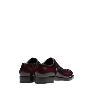 Prada 2EA135-055 Men's Shoes Burgundy Brushed Calf-Skin Leather Oxfords (PRM1025)-AmbrogioShoes