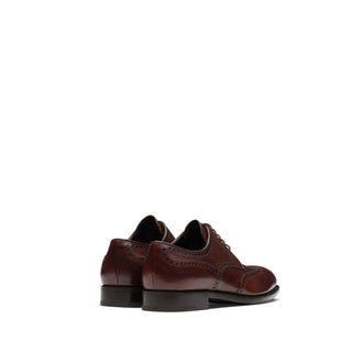 Prada 2EB109-3F33 Men's Shoes Brown Calf-Skin Leather Derby Oxfords (PRM1002)-AmbrogioShoes