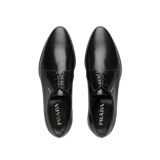 Prada 2EC125-3V68 Men's Shoes Black Calf-Skin Leather Derby Oxfords (PRM1004)-AmbrogioShoes