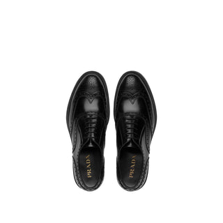 Prada 2EC134-ZJY Men's Shoes Black Polished Calf-Skin Leather Derby Oxfords (PRM1011)-AmbrogioShoes