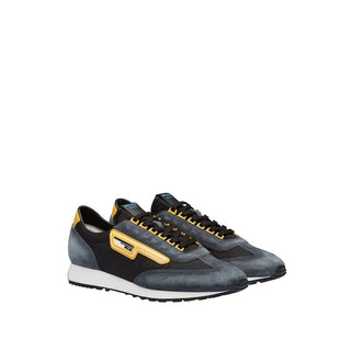 Prada 2EG276-3KUY Black & Yellow Cloudbust Technical Fabric / Suede Leather Casual Sneakers (PRM1017)-AmbrogioShoes