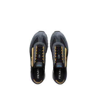Prada 2EG276-3KUY Black & Yellow Cloudbust Technical Fabric / Suede Leather Casual Sneakers (PRM1017)-AmbrogioShoes