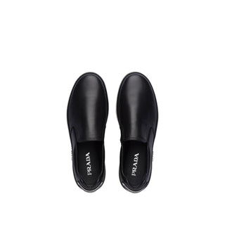 Prada 4D3417-6DT Men's Shoes Black Badge Calf-Skin Leather Casual Slip-On Sneakers (PRM1020)-AmbrogioShoes