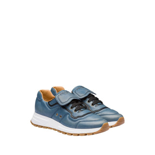 Prada 4E3389-CZH Prax 01 Men's Shoes Blue Calf-Skin Leather Causual Sneakers (PRM1036)-AmbrogioShoes