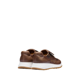 Prada 4E3389-CZH Prax 01 Men's Shoes Brown Calf-Skin Leather Causual Sneakers (PRM1037)-AmbrogioShoes