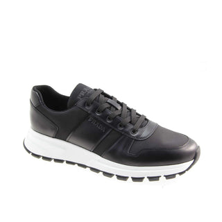 Prada 4E3463-3KYU Black Fabric / Calf-Skin Leather Casual Sneakers (PRM1018)-AmbrogioShoes