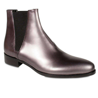 Prada Boots for Women Metallic Silver / Black Pressed Leather Shoes (Kprw72)-AmbrogioShoes