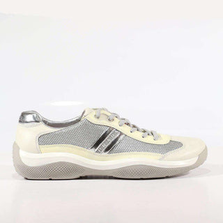 Prada Sneakers Sports Mens Shoes White & Silver (PRM67)-AmbrogioShoes