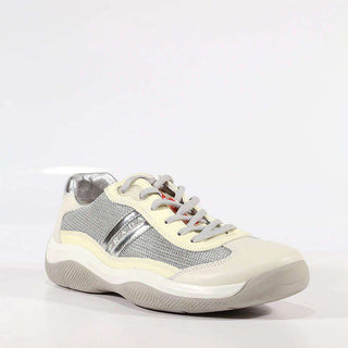 Prada Sneakers Sports Mens Shoes White & Silver (PRM67)-AmbrogioShoes