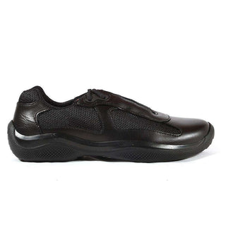 Prada Sneakers Womens Americas Cup Black Leather Shoes (KPRW40)-AmbrogioShoes