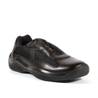 Prada Sneakers Womens Americas Cup Black Leather Shoes (KPRW40)-AmbrogioShoes