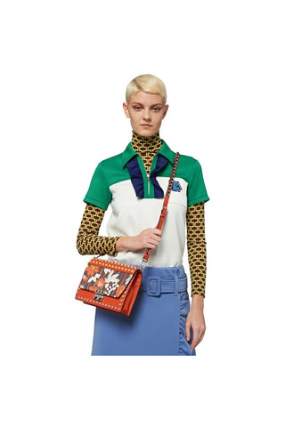 Prada Special Edition 1BD120-2CE9 Women's Orange Elektra Leather Shoulder Bag (PR1010)