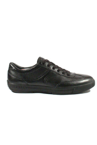 Prada Sports Men's Designer Shoes Black Leather Sneakers 4E1526 (PRM37)-AmbrogioShoes