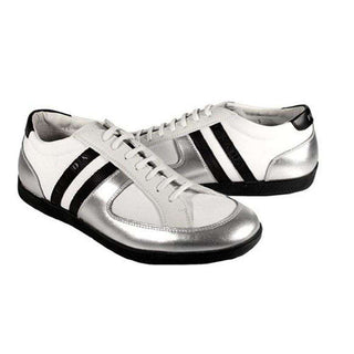 Prada Sports Mens Shoes White/Silver/Black Sneakers 4E1806 (PRM35)-AmbrogioShoes