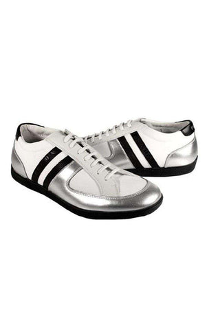 Prada Sports Men's Designer Shoes White/Silver/Black Sneakers 4E1806 (PRM35)
