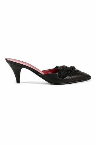 Prada Women Designer Shoes Black Napa Leather Mules 1R6422 (PRW16)