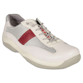 Prada Women's White with Red Detail Deisgner Shoes (PRW70)-AmbrogioShoes