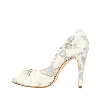 Pura Lopez N600 White &amp; Gray Fabric / Netting High-Heel Sandals (PL101)-AmbrogioShoes