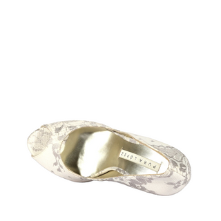 Pura Lopez N600 White &amp; Gray Fabric / Netting High-Heel Sandals (PL101)-AmbrogioShoes