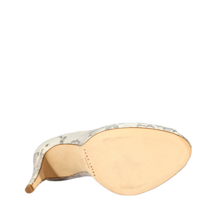 Pura Lopez N600 White &amp; Gray Fabric / Netting High-Heel Sandals (PL101)-AmbrogioShoes