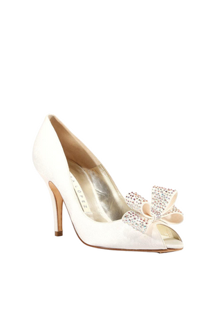 Pura Lopez PRO116 Satin Crystalized Peep-Toe Pumps (PLCRY103)
