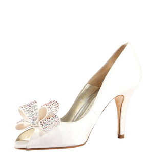 Pura Lopez PRO116 Women's Hand Strass Crystal White Satin Open-Toe Pumps (PL103)-AmbrogioShoes