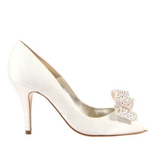 Pura Lopez PRO116 Women's Hand Strass Crystal White Satin Open-Toe Pumps (PL103)-AmbrogioShoes