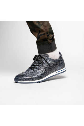 Rio Ostrich Sneaker - Black Denim-Dellamoda