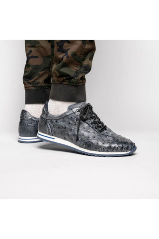 Rio Ostrich Sneaker - Black Denim-Dellamoda