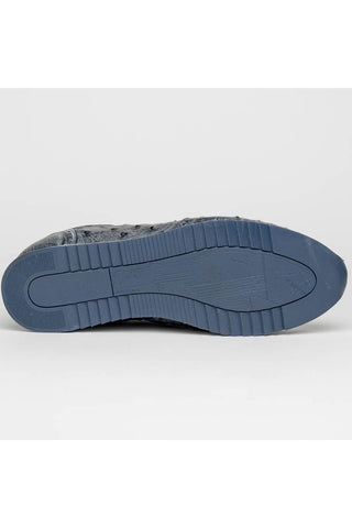 Rio Ostrich Sneaker - Black Denim-Dellamoda