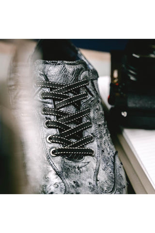 Rio Ostrich Sneaker - Black Denim-Dellamoda