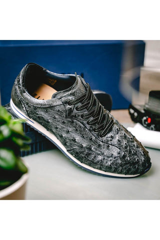 Rio Ostrich Sneaker - Black Denim-Dellamoda