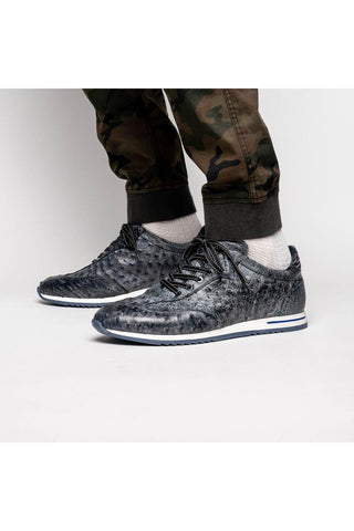 Rio Ostrich Sneaker - Black Denim-Dellamoda
