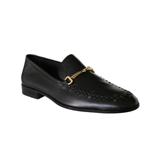 Roberto Cavalli 22505-A Black Calf-Skin Leather Horsebit Loafers (RC1005)-AmbrogioShoes