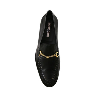 Roberto Cavalli 22505-A Black Calf-Skin Leather Horsebit Loafers (RC1005)-AmbrogioShoes