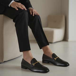 Roberto Cavalli 22505-A Black Calf-Skin Leather Horsebit Loafers (RC1005)-AmbrogioShoes