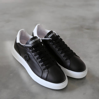 Roberto Cavalli 22535 Black Calf-Skin Leather Casual Sneakers (RC1000)-AmbrogioShoes