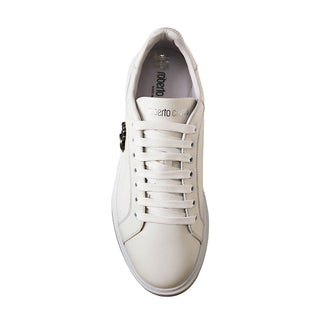 Roberto Cavalli 22535-C White Calf-Skin Leather Casual Sneakers (RC1001)-AmbrogioShoes