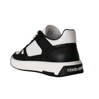 Roberto Cavalli 22536-B Black & White Calf-Skin Leather Casual Sneakers (RC1004)-AmbrogioShoes