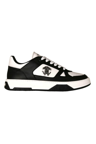 Roberto Cavalli 22536-B Black & White Leather Casual Sneakers (RC1004)