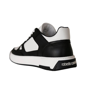 Roberto Cavalli 22536-B Men's Shoes Black & White Calf-Skin Leather Casual Sneakers (RC1004)-AmbrogioShoes