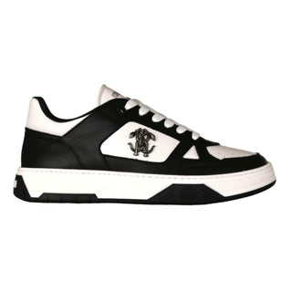 Roberto Cavalli 22536-B Men's Shoes Black & White Calf-Skin Leather Casual Sneakers (RC1004)-AmbrogioShoes