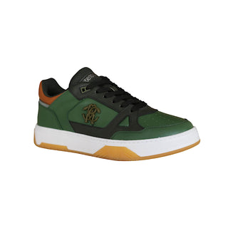 Roberto Cavalli 22537-B Militare Green Fabric / Calf-Skin Leather Casual Sneakers (RC1002)-AmbrogioShoes